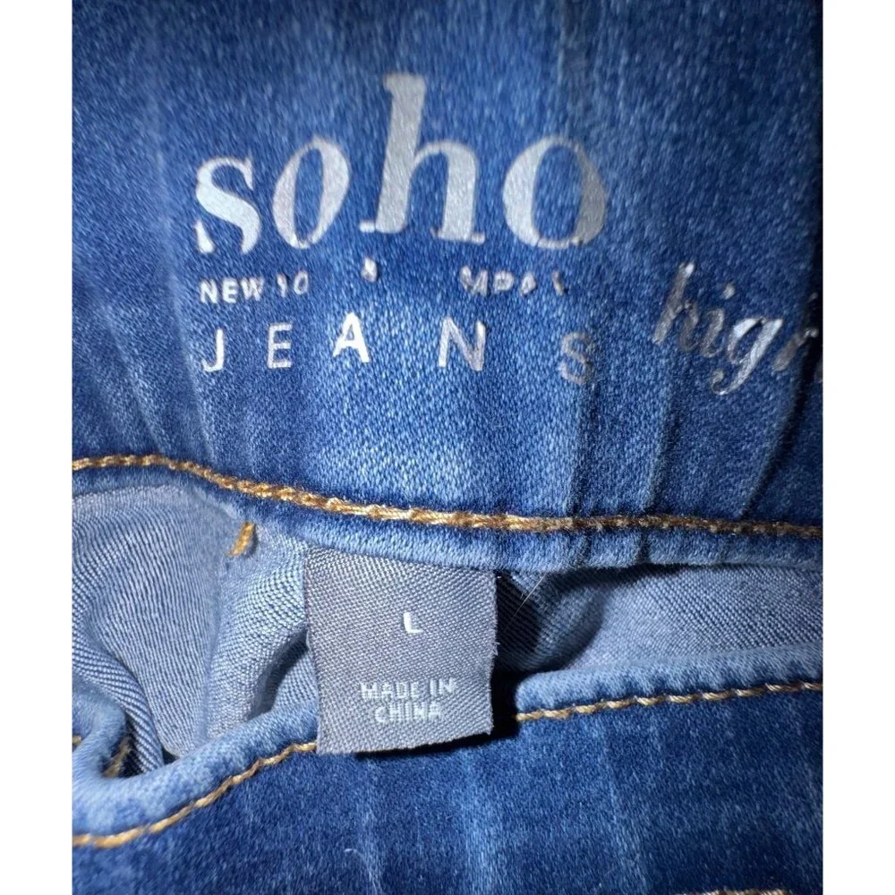 Ny & Co High Waist Pull-On Denim Jeggings By Soho Jeans Large Blend Blue Stretch